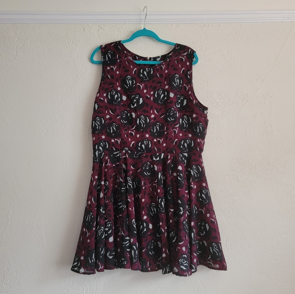 Masion Jules Black Rose Maroon Dress